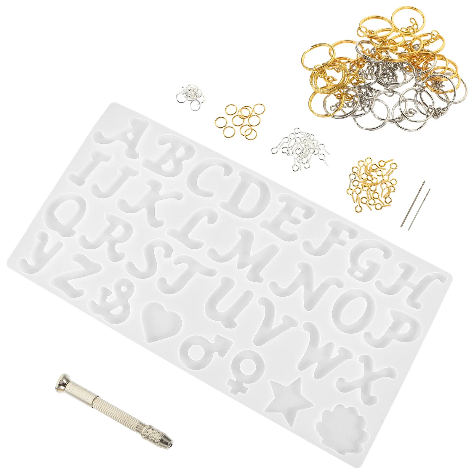 1Set Alphabet Silicone Letter Mold DIY Pendant Keychain Resin Crafts Making Kit Letter Mold Multipurpose Silicone Molds