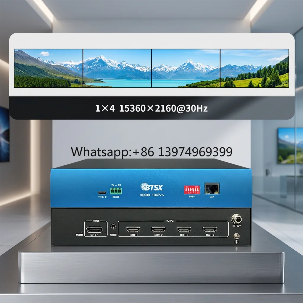 MxN Max 4 Channels 8K Splicing Device RGB444 Color Format 0 Screen Synchronization Offset Museum Display Screen System