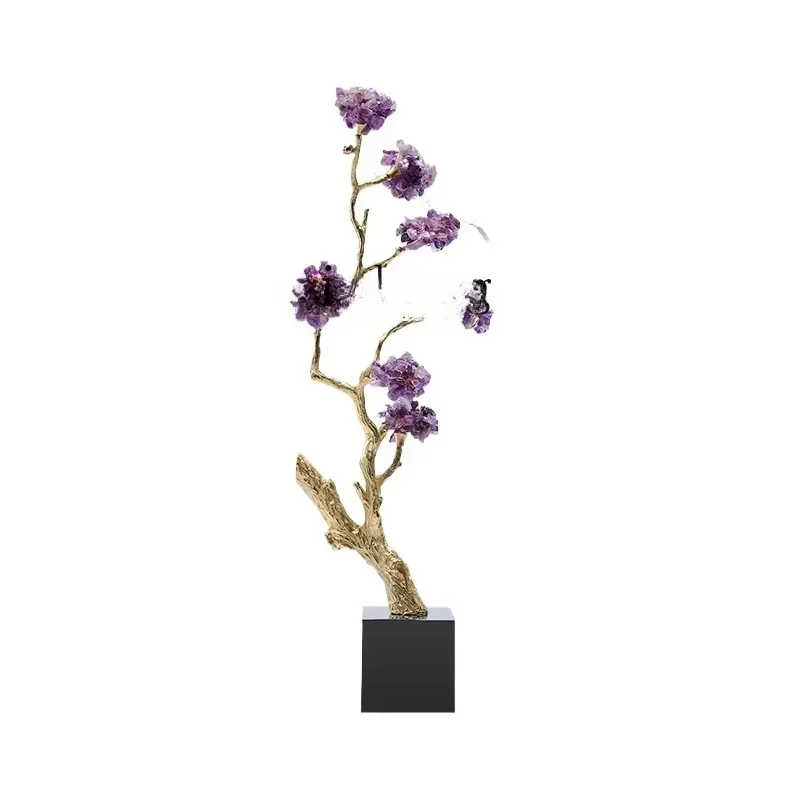 Zf crystal fortune tree large ornament vertical height slender high sense living room entrance lucky handicrafts