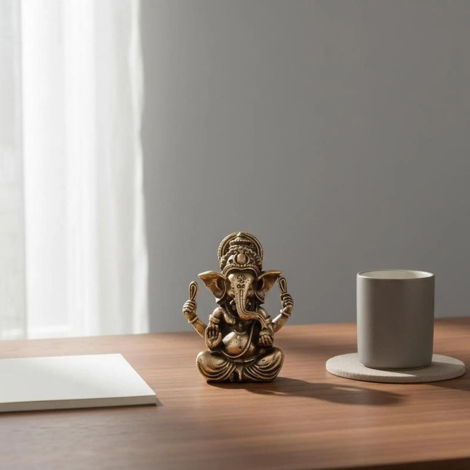 Luxury Brass Ganesha Figurine Resin Buddha Sculpture for Spiritual Altar Decor Buddhist Meditation Room Gift view 5