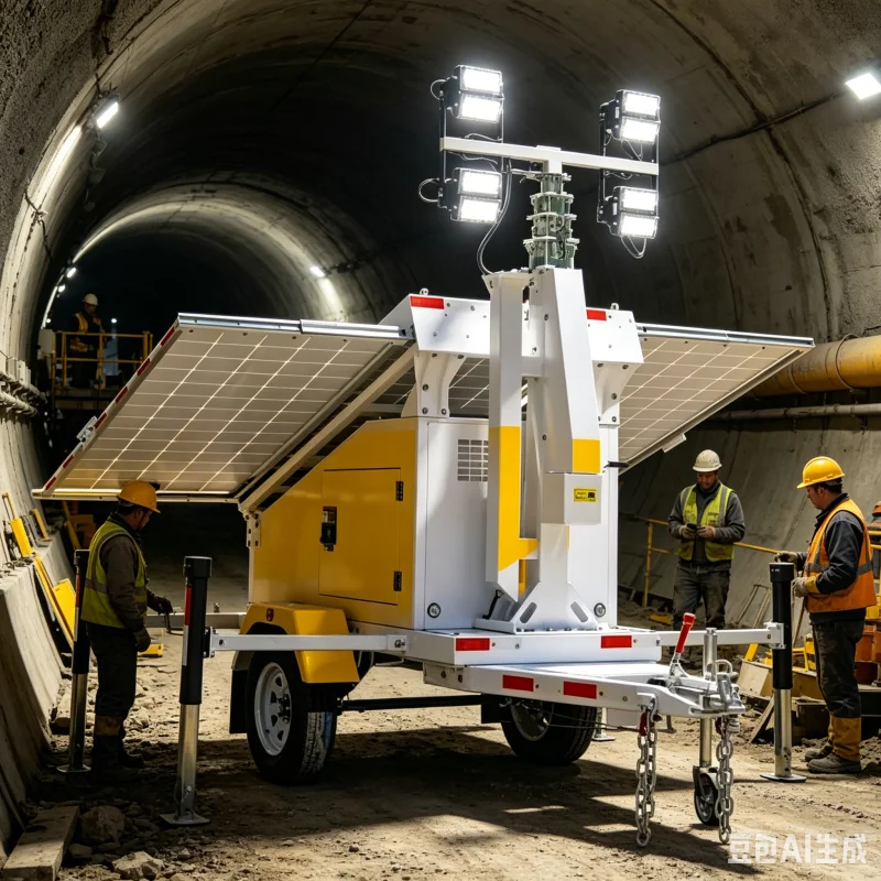 Water Cooled Diesel Powered Towable Light Tower With Heavy Duty Trailer For Extreme Climate Mining Exploration Site
