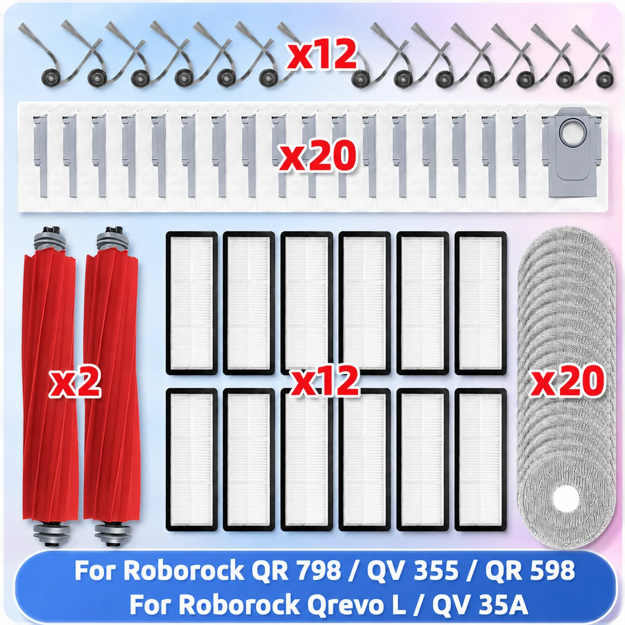 �y�Z�[�����z( Roborock Qrevo L / QV 35A / QV 35S / QR 598 / QR 798 ) �Ή� �|���@���i ���C�����[���[ �T�C�h�u���V HEPA�t�B���^�[ ���b�v�N���X �_�X�g�o�b�O �����p�A�N�Z�T���[ QV35A