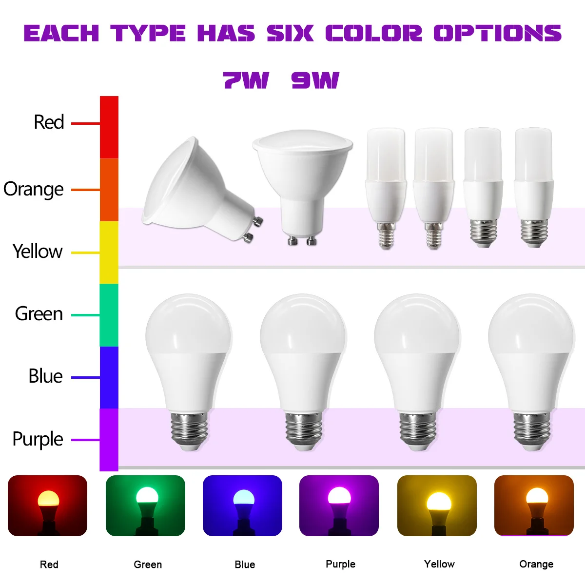 

12 шт. цветная светодиодная лампа E27 220 В 110 В E14 GU10 Lampada красный синий светодиодный светильник SMD3528 праздничные рождественские лампы светодиодные лампы