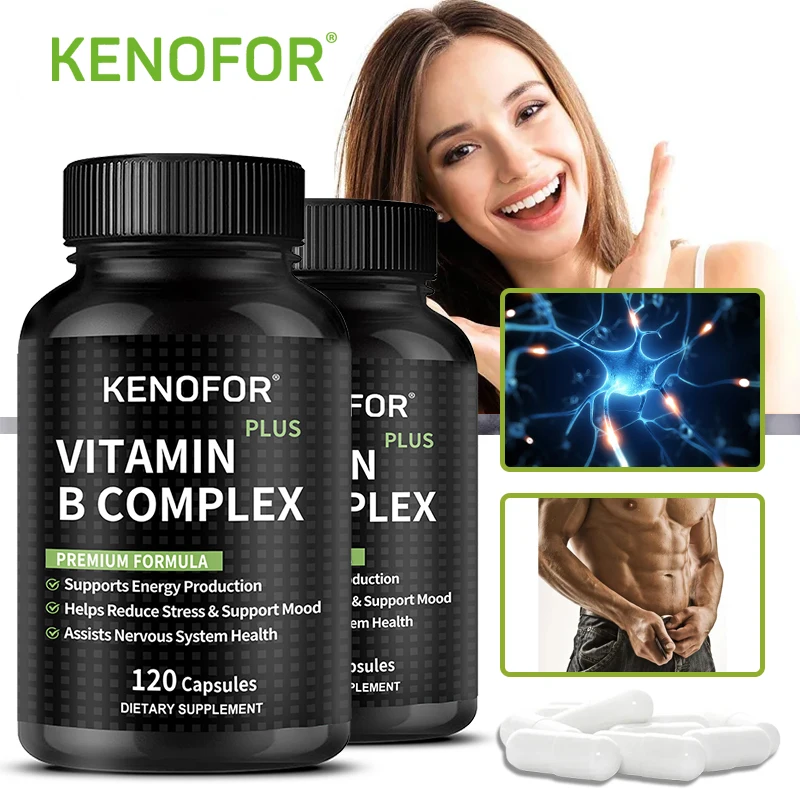 Vitamin B Complex High Strength B1, B2, B3, B5, B6, B12 - Supports Nervous System Health, Stress Relief, Mood Support, Energy