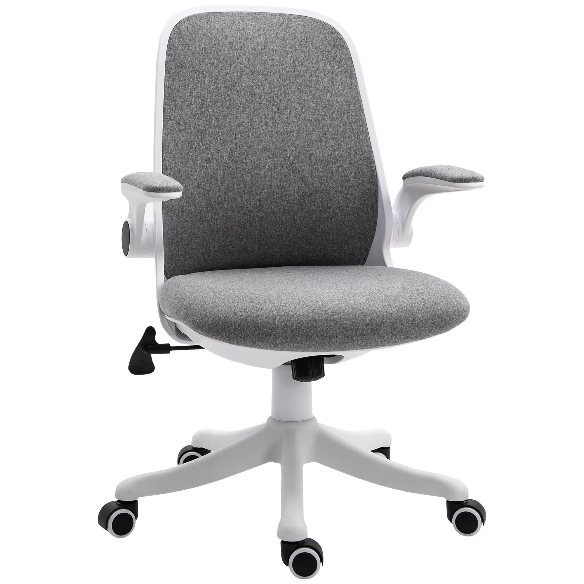 Vinsetto Linen-Touch Fabric Office Chair Swivel Task Chair with Adjustable Lumbar Support, Height and Flip-Up Arms, Grey