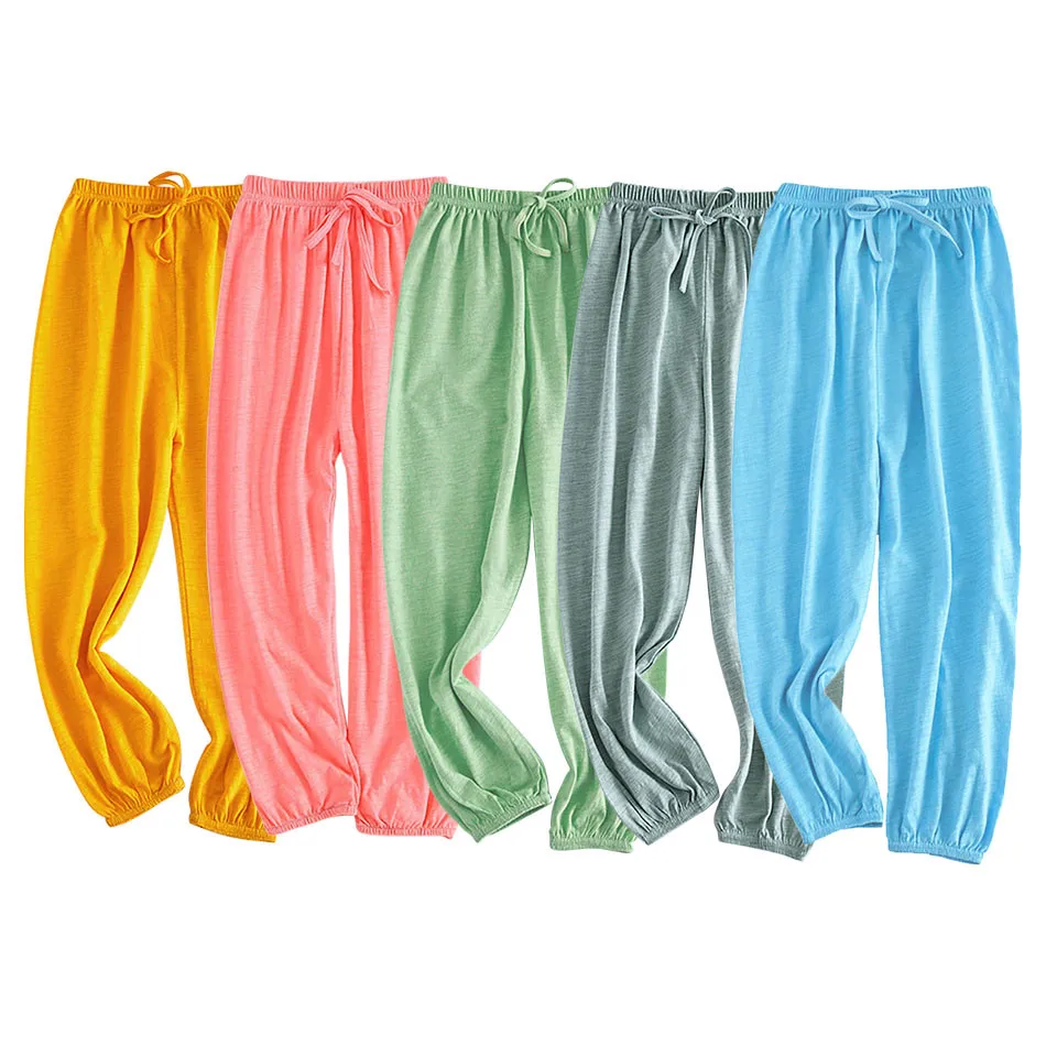 Girls Solid Color Loose Cotton Lantern Pants Girls Versatile Daily Pants Children Home Air Conditioning Sleepwear