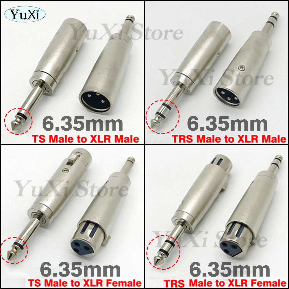 

1/2Pcs Nickel Plated 3Pin XLR Female to 1/4 6.35mm Male Jack Plug Stereo Microphone Adapter Connector TRS TS to XLR Adaptor