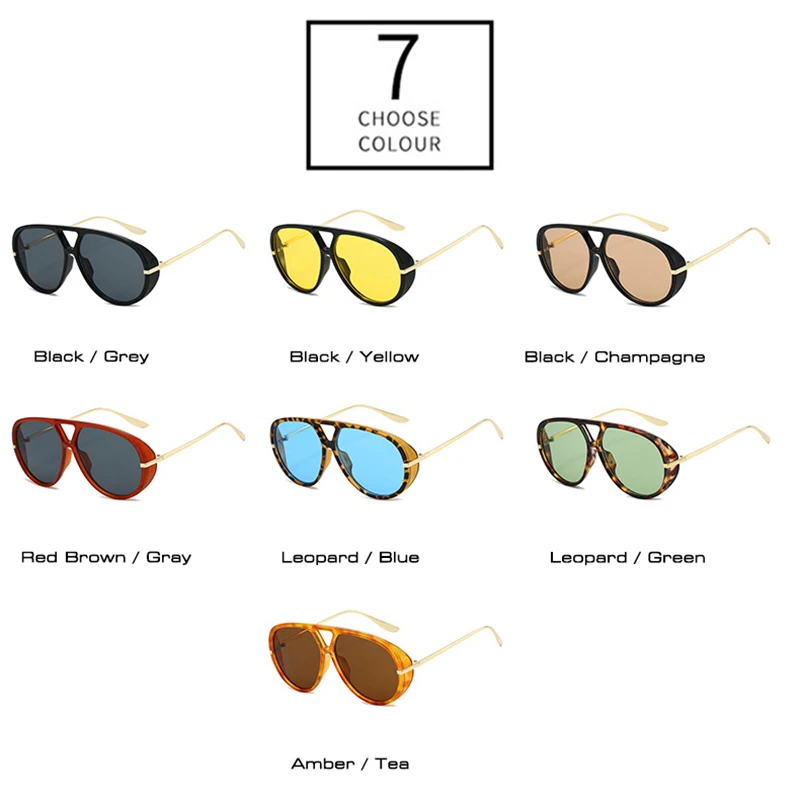 Popular Fashion Double Bridges Pilot Women Oversized Sunglasses Retro Candy Color Gradient Eyewear UV400 Men Punk Sun Glasses image 5