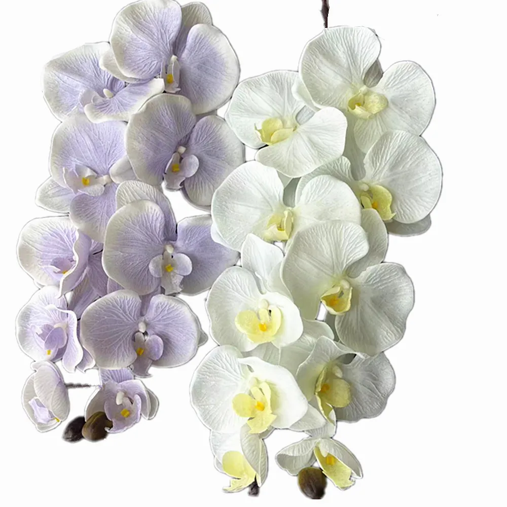 5pcs Oil Painting Effect Phalaenopsis Orchids with Long Stem 10 Heads Silk Retro Color Butterfly Orchid Plant