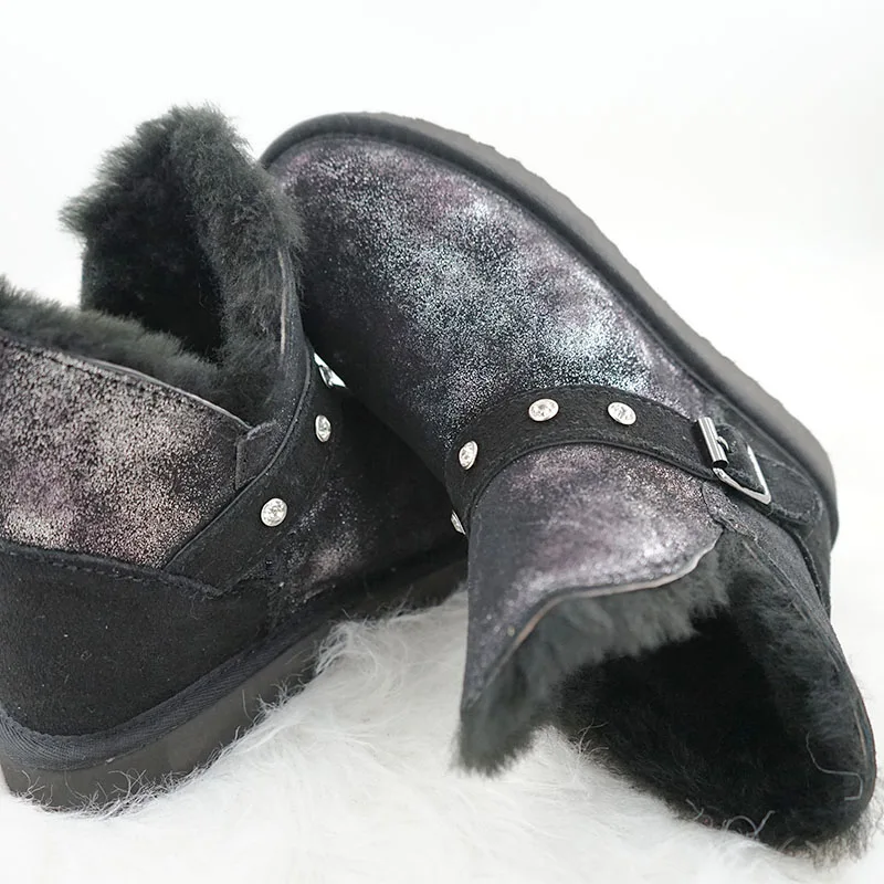 Fashion Boots 100% Genuine Cowhide Leather Snow Boots Classic Women Boots Thick Wool Lining Warm Winter Shoes for Women image 6
