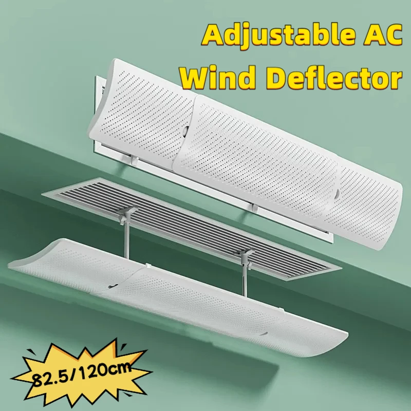 82.5/120cm Adjustable AC Wind Deflector Anti-Direct Blow Air Guide Panel with Purification Wall/Window Units No-Tools Install 