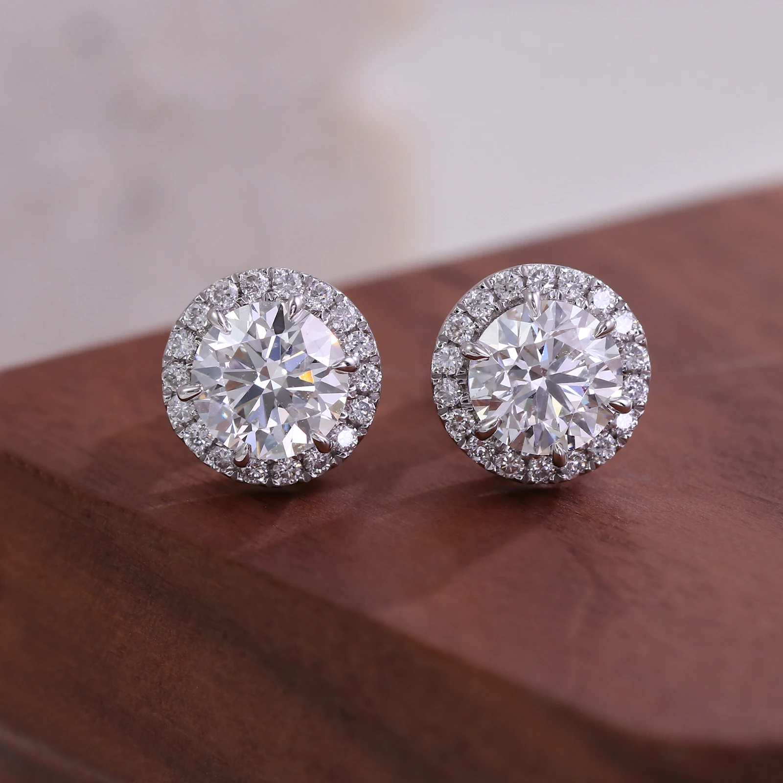 

Provence Luxury Stud Earrings for Women IGI 2.0ct D/VS1 Lab Diamonds 14KGold Engagement Halo earrings Fine Jewelry Custom