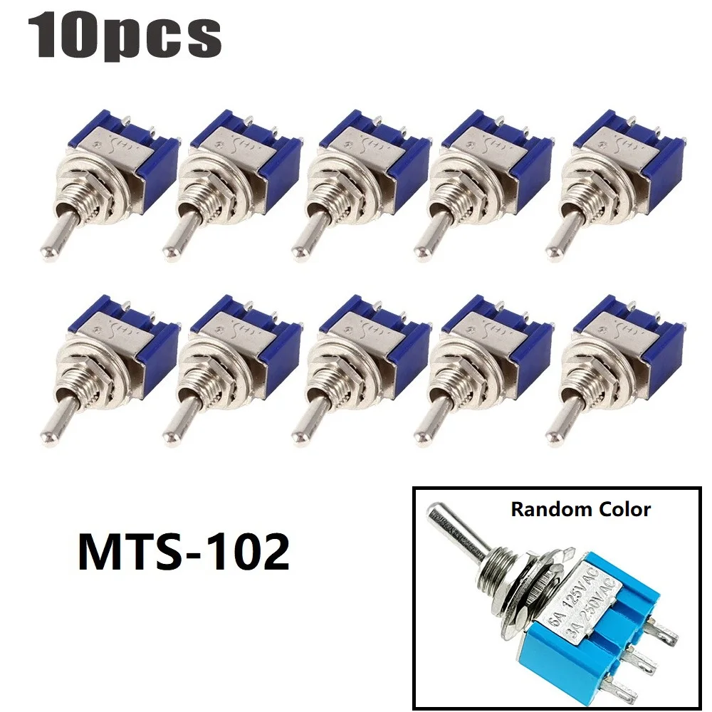 

10pcs SPDT Mini Toggle Switches 3Pin ONON 6A 125VAC MTS102 Series for Electrical Projects and DIY Applications