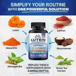 Lutein and zeaxanthin contain saffron glucomannan, South African drunk eggplant, and green tea vision and eye support capsules