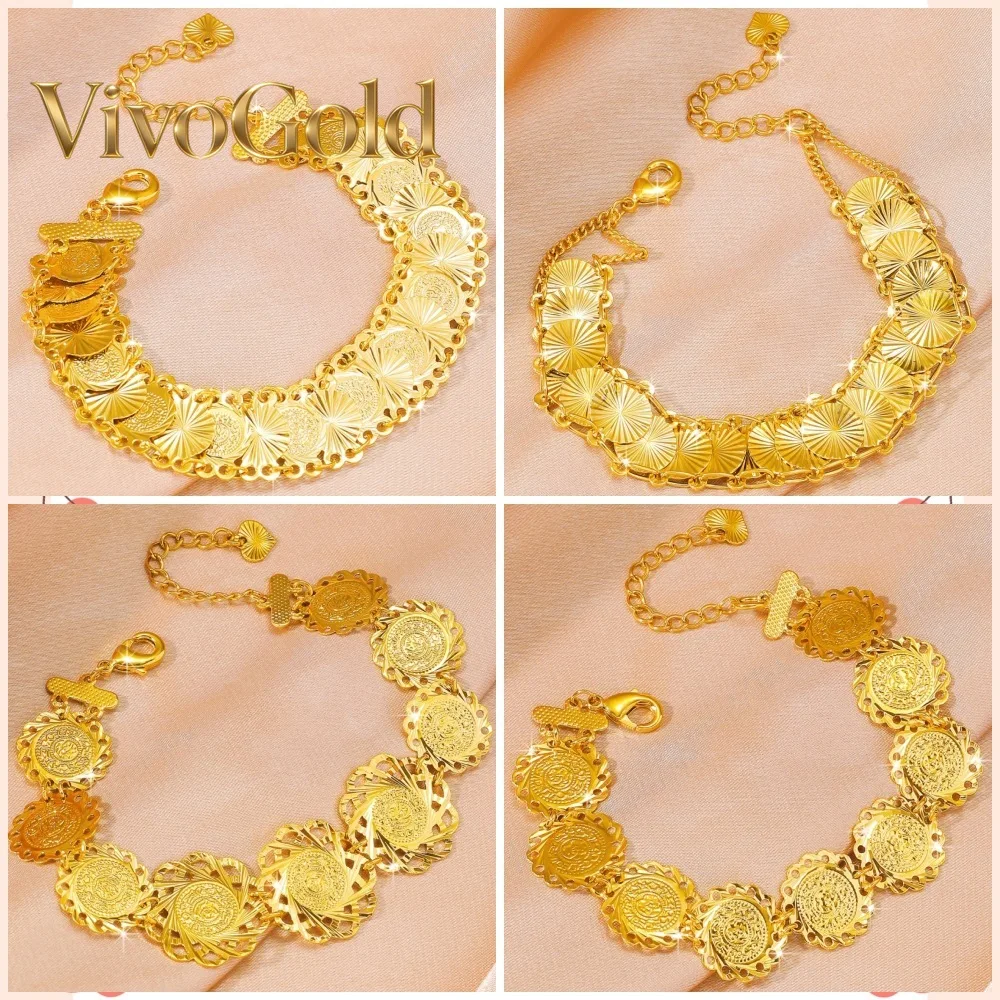 

VivoGoldMiddle Eastern Handwear Fashion Women's 9999 24K Real Gold Dubai Bridal Jewelry Light Luxury Wedding Bracelet