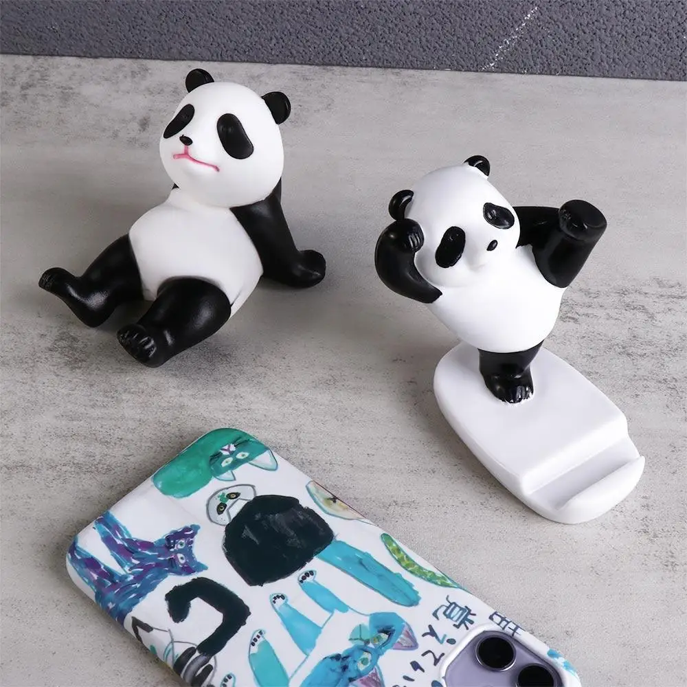 Bracket Stands Panda Mobile Phone Holder Panda Figurines Plastic Phone Stand Holder Creative Cartoon Mobile Phone Bracket