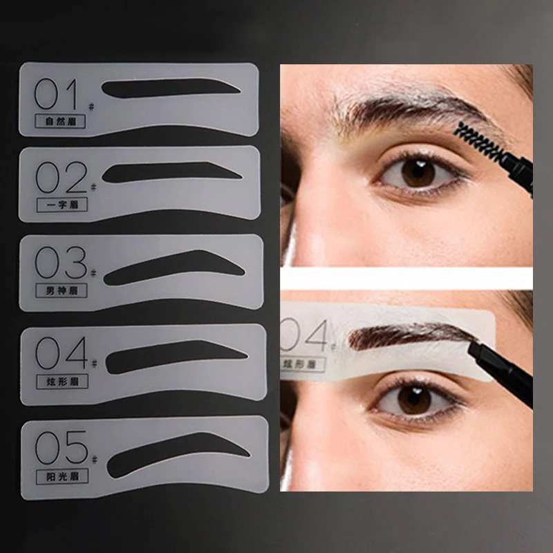 5 pezzi riutilizzabili uomini Stencil per sopracciglia Set Eye Brow guida al disegno fai da te Styling Shaping Grooming Template Card trucco facile