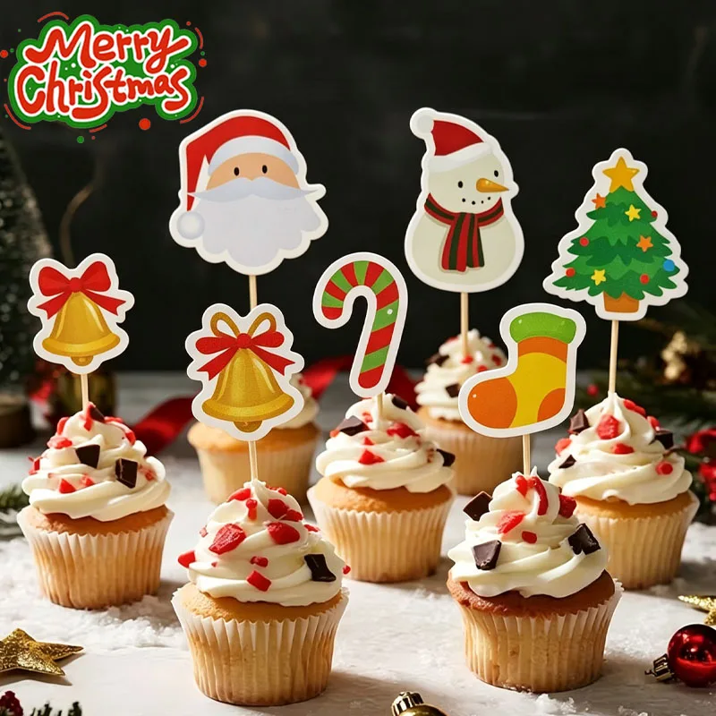 10-200PCS Santa Cake Decorations Christmas Theme Reusable Picks for Cupcake Party Dessert Table Buffet Living Room Holiday