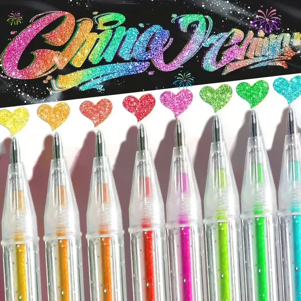 Set of 8-60 Metallic Glitter Gel Pens 1.0 mm Color Ballpoint Pen Book Card Long Lasting Writing Drawing Marking Coloring DIY Art