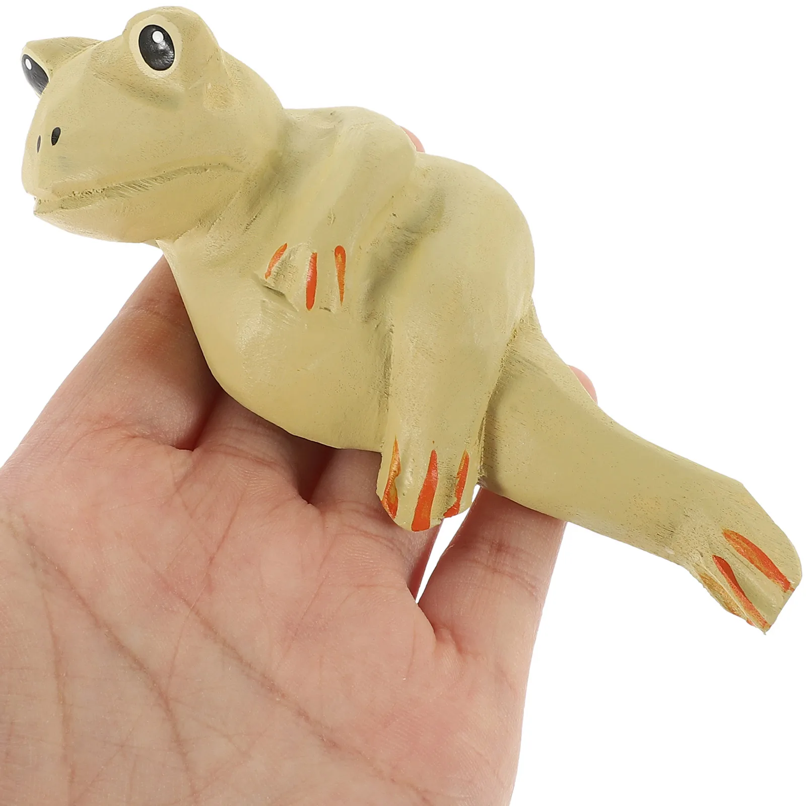 

1pc Figurine Sculpture Home Decor Living Room Ornament Carving Frog Desktop Wooden Carving Figurine Craft Wooden Frog