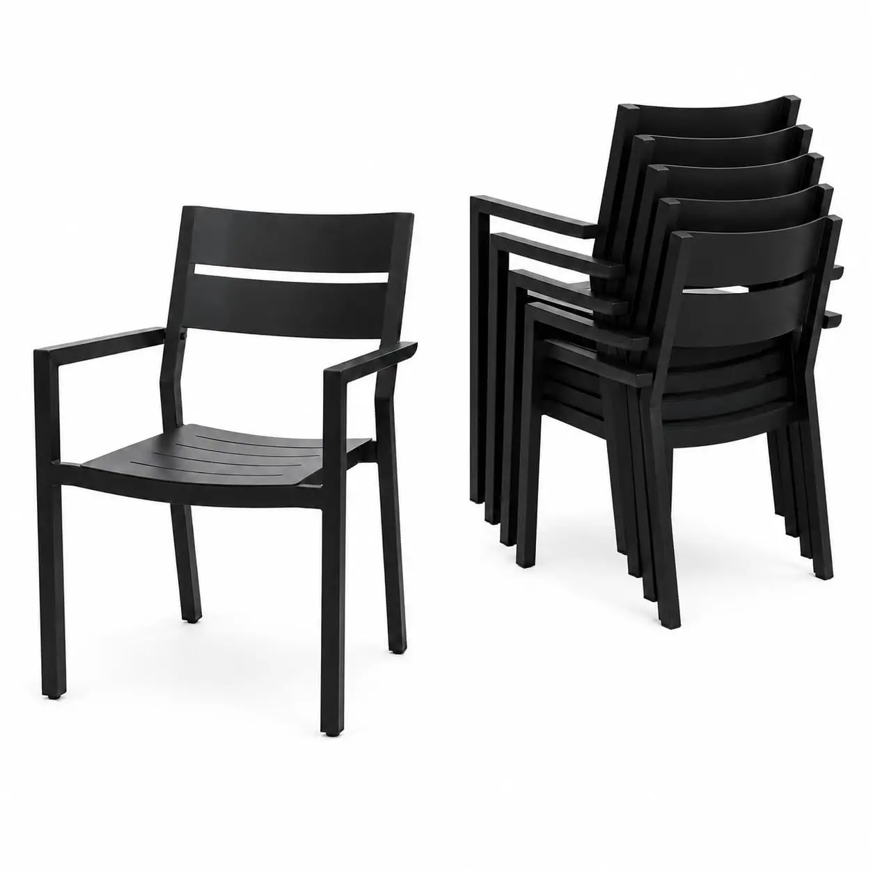 Aluminum Stackable Patio Dining Chairs Set of 6