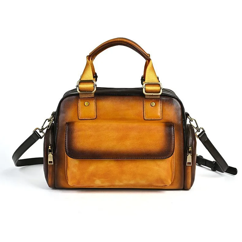 الرجعية الطبقة الأولى جلد البقر حقائب اليد النسائية سعة كبيرة متعددة الأغراض المحمولة حقائب كتف متنقلة 2025 جديد