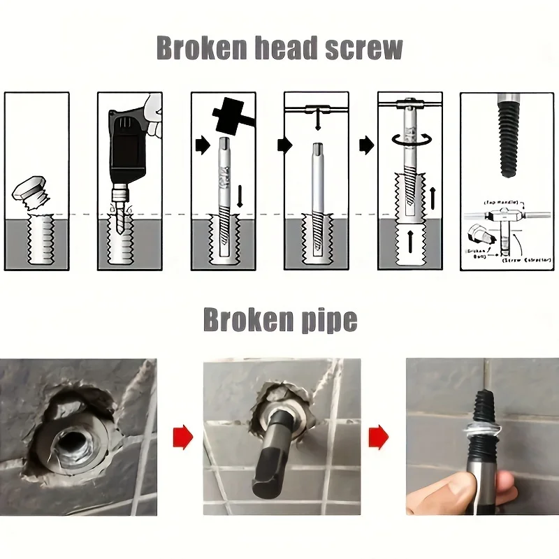 5/6pcs Damaged Screw Remover Set, Metal Drill Bit Set For Woodworking, Broken Bolt, And Water Pipe Extraction