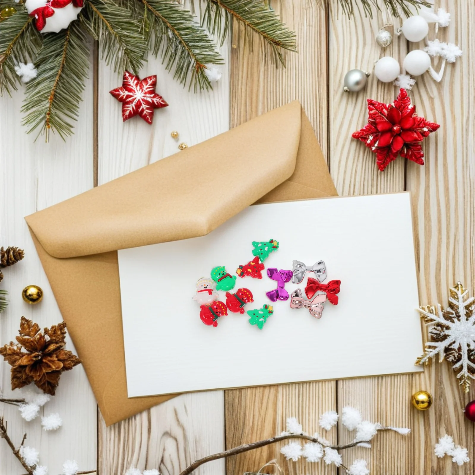 

24Pcs Festive Hand-Painted Christmas Beads Snowmen Pumpkins Trees DIY Crafts Jewelry Making Keychain Supplies Versatile Use