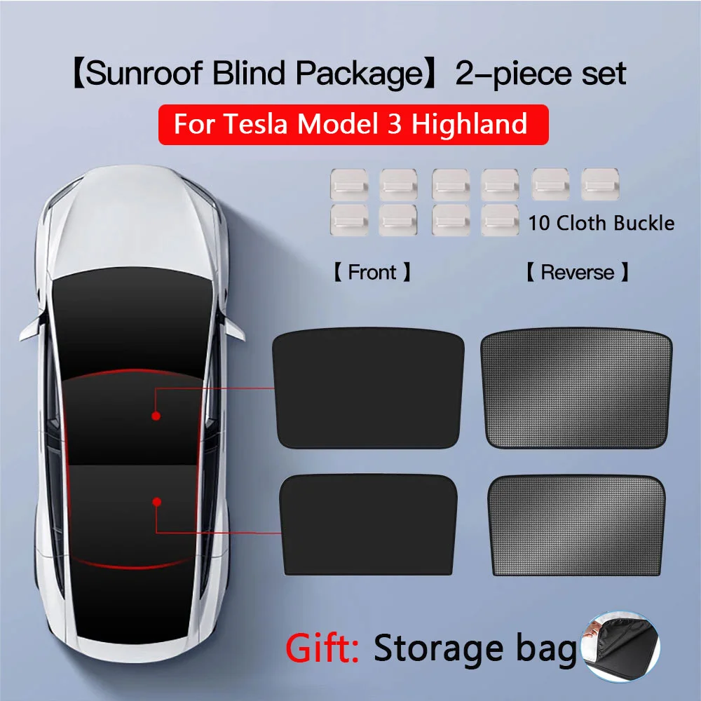 Zonneschermen Voor Tesla Model 3 Zonnedak Highland 2025 Model Y 2020-25 Ijs Doek Gesp Zon Pare Glas Voor achter Dakraam Accessoire