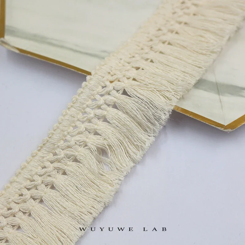 5yards Beige White Black Cotton Fringe Tassel Lace Beige Tassel Lace Trim Tassel Curtain Lace Sewing Craft Material 4CM Width