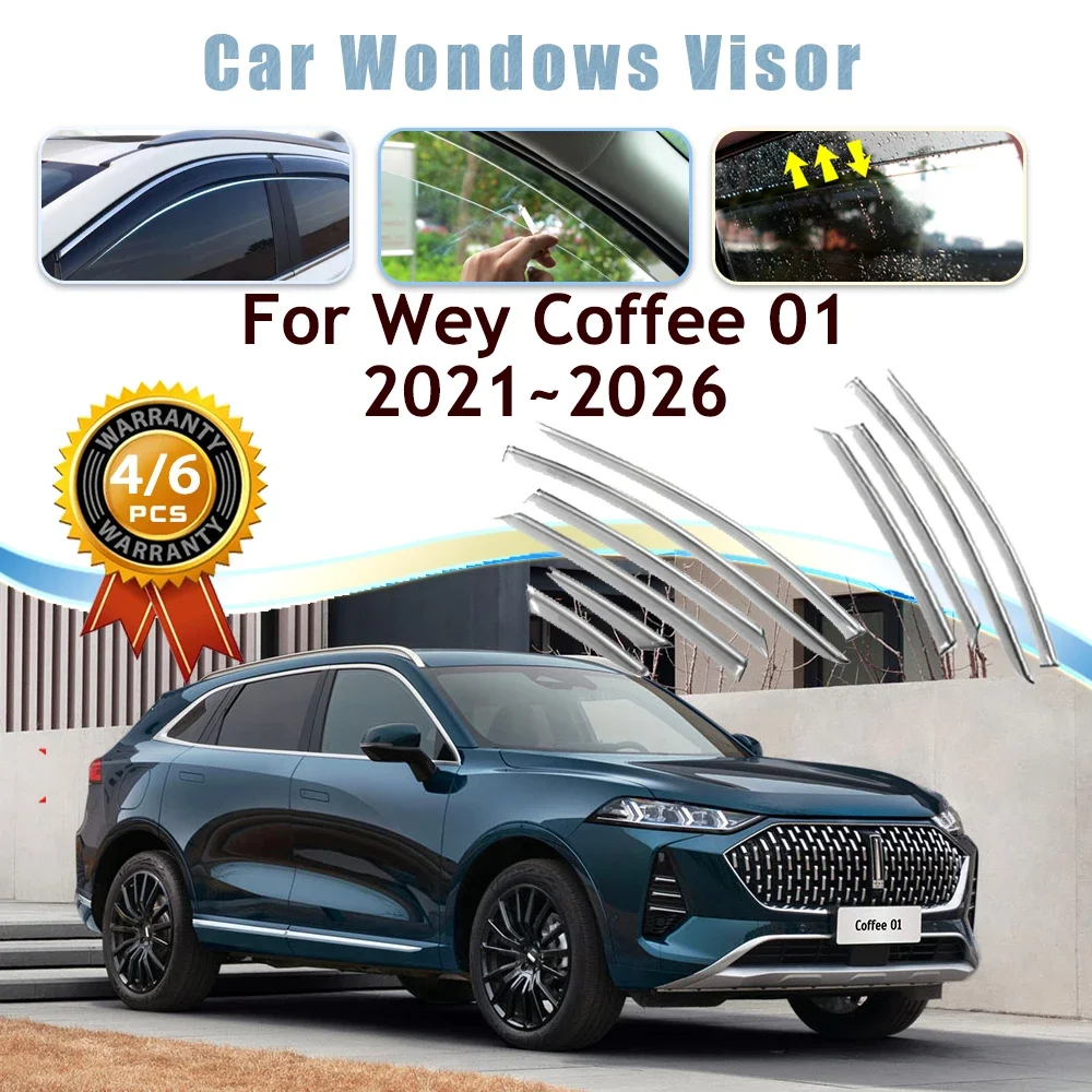 

4PCS 6PCS Car Window Visor For Wey Coffee 01 GWM Wey 05 Mocha 2021~2026 Rain Sun Snow Guard Deflector Windshield Car Accessories