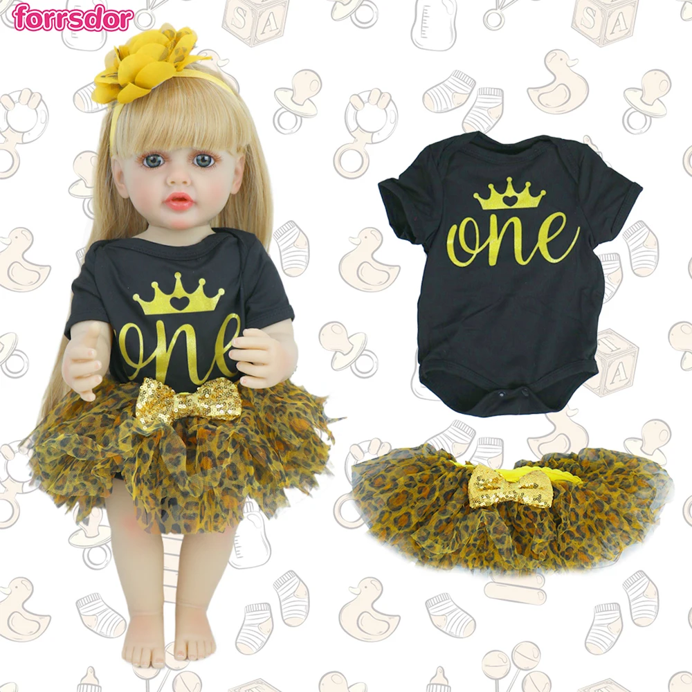 22 zoll Baby Puppe Kleid Overall Haarband Outfit Kleidung Anzug für 55 cm Reborn Mädchen Puppe Zubehör Spielzeug DiY Weihnachten geschenke