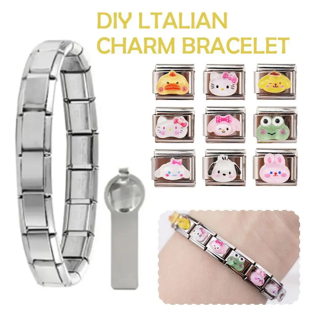 Creative Module Bracelet Pendant Cute Duck Cat Frog  Italian Links Charm Fit 9mm Bracelet DIY Jewelry Making Gift