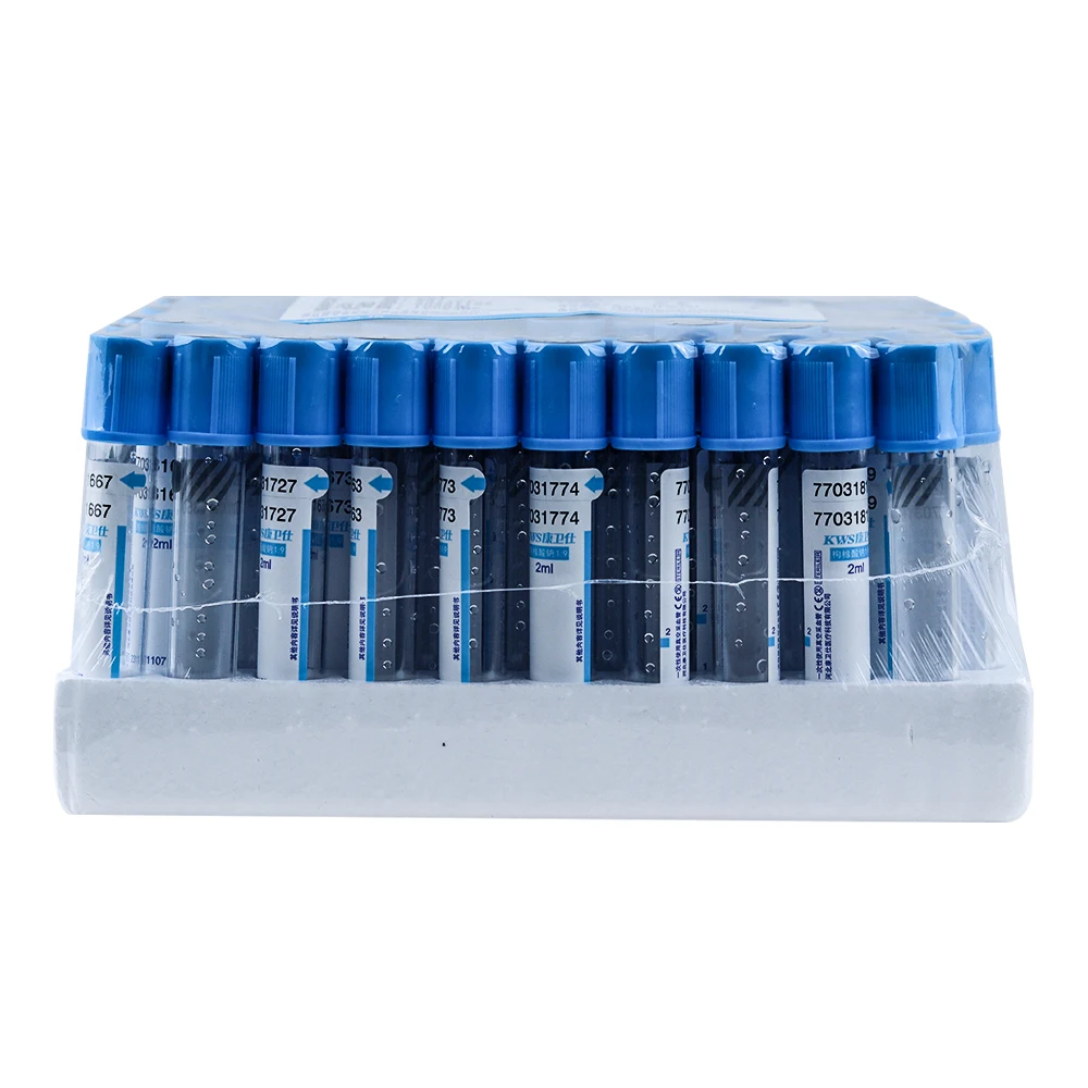 100pcs Blood collection coagulation sodium citrate plastic tube sterile negative pressure vacuum blue cap anticoagulant PRP tube