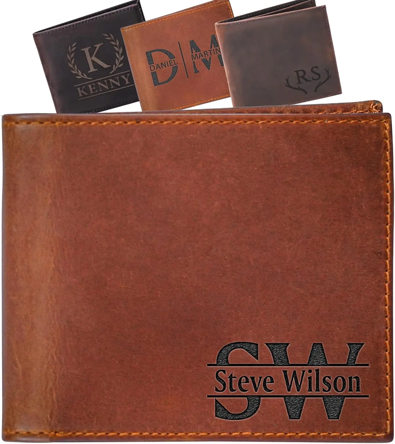 

Personalized Genuine Leather Wallet for Men, Custom Name Gift for Dad, Husband, Boyfriend, Anniversary, Father's Day