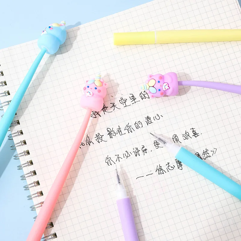 Imagem -03 - Kawaii Unicórnio Soft Shake Gel Pen Desenhos Animados Bonitos Tinta Preta Canetas Neutras Escrita Suave Escola Papelaria Kids Escritório 30 Pcs por Lote