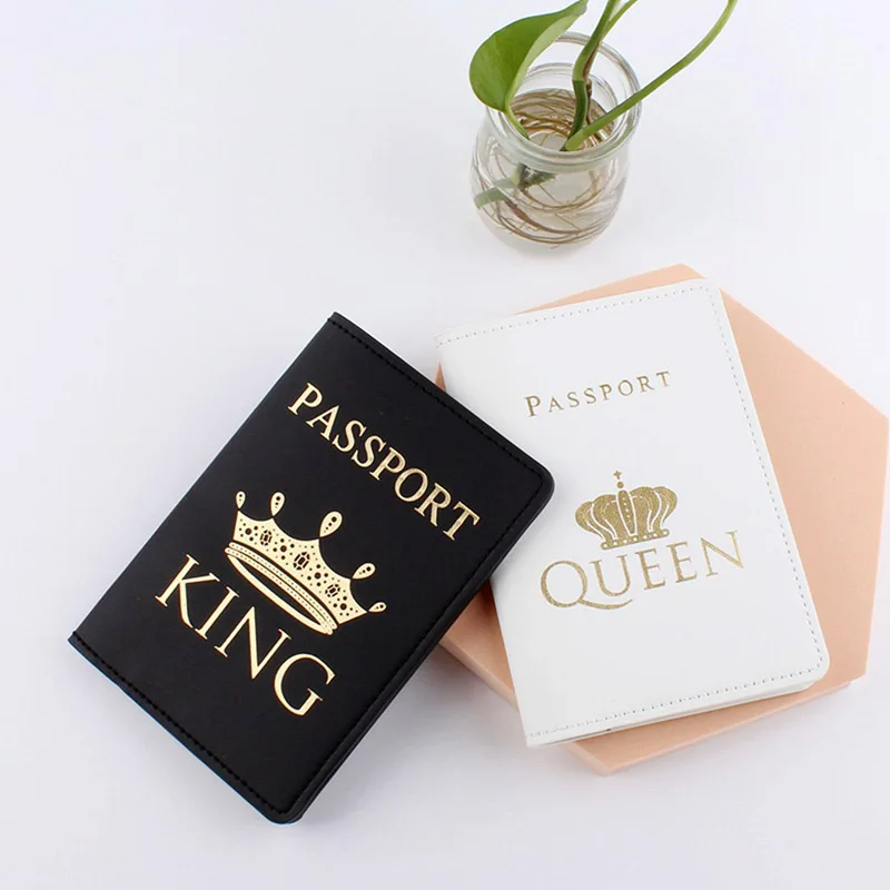 Lover Couple Passport Cover Embroidery Letter Women Men Travel Wedding Passport Cover Holder Travel Case