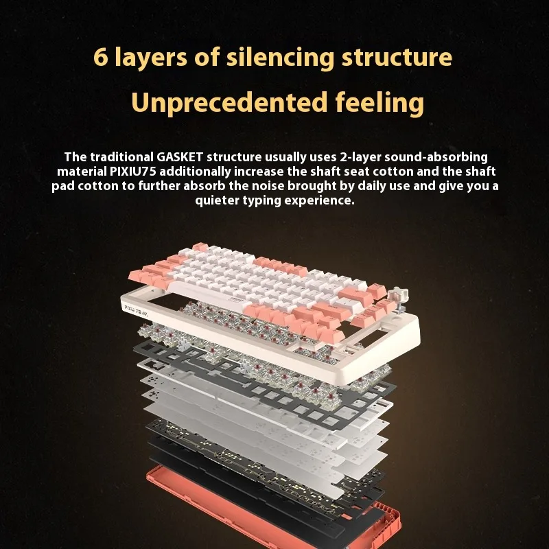 CHERRY XTRFY PIXIU75 Gaming Toetsenbord Pakking Mount Tri-Mode MX2A Rode Schakelaar Hot-Swappable PBT Keycaps RGB voor Gaming Office mac