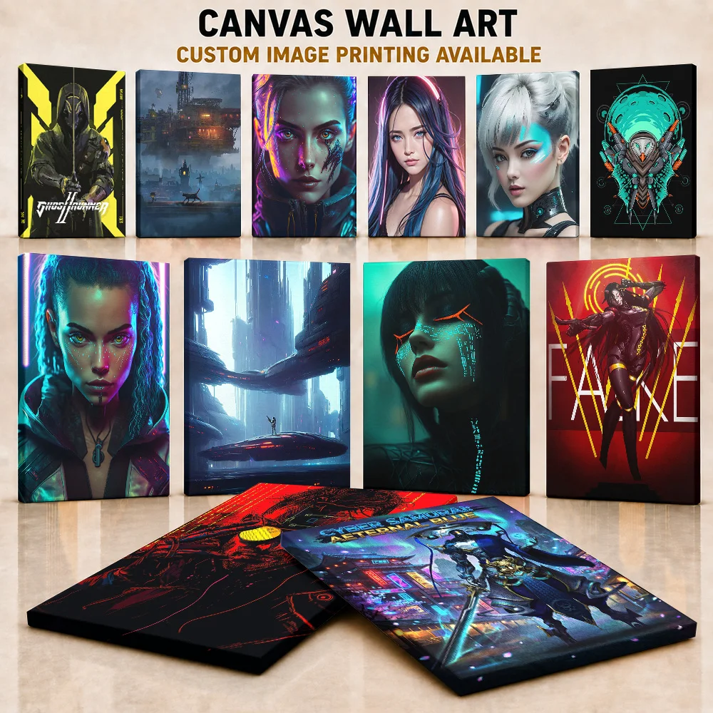 Home Office Studio - Stampa su Tela Cyberpunk, Poster Personalizzato,