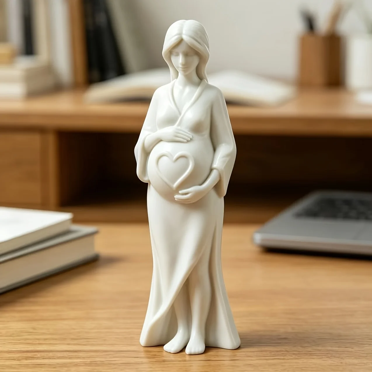 Pregnant Woman Heart Figurine Desktop Ornament Expecting Mom Statue Home Tabletop Decor Baby Shower Gift