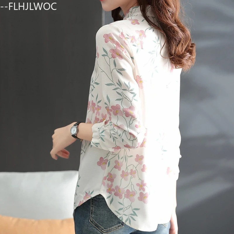 Chinese Style Chi-pao Collar Design Button Tops New Year 2025 Spring Summer Women Date Girls Elegant Retro Shirt Blouse Vintage