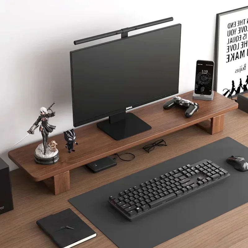 Monitor Stand Desktop Computer Elevated Frame Solid Wood Office Storage Space Saving Management - Image 2