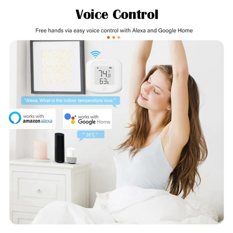 Tuya الذكية واي فاي درجة الحرارة الرطوبة الاستشعار داخلي الرطوبة ميزان الحرارة + شاشة LCD ل أليكسا جوجل المنزل