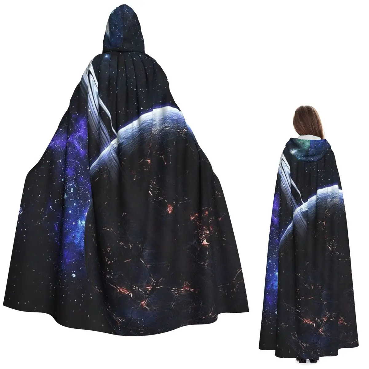 

Длинный плащ с капюшоном Planet Earth, средневековый костюм ведьмы, накидка для косплея, накидка на Хэллоуин, вампир, для взрослых, унисекс