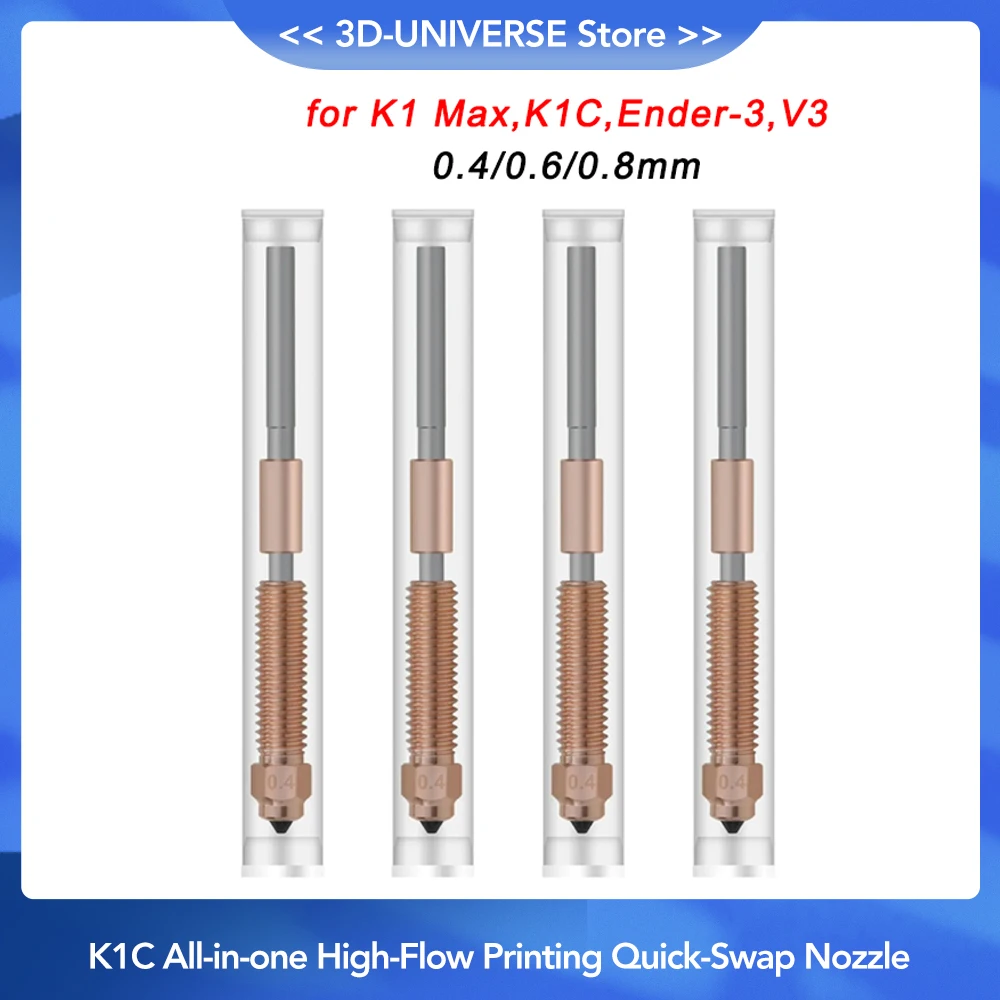 

0,4/0,6/0,8 мм Creality K1C сопло все-в-одном для высокопоточной печати модернизированное Быстроразъемное сопло для 3D-принтера K1 Max,K1C,Ender-3,V3