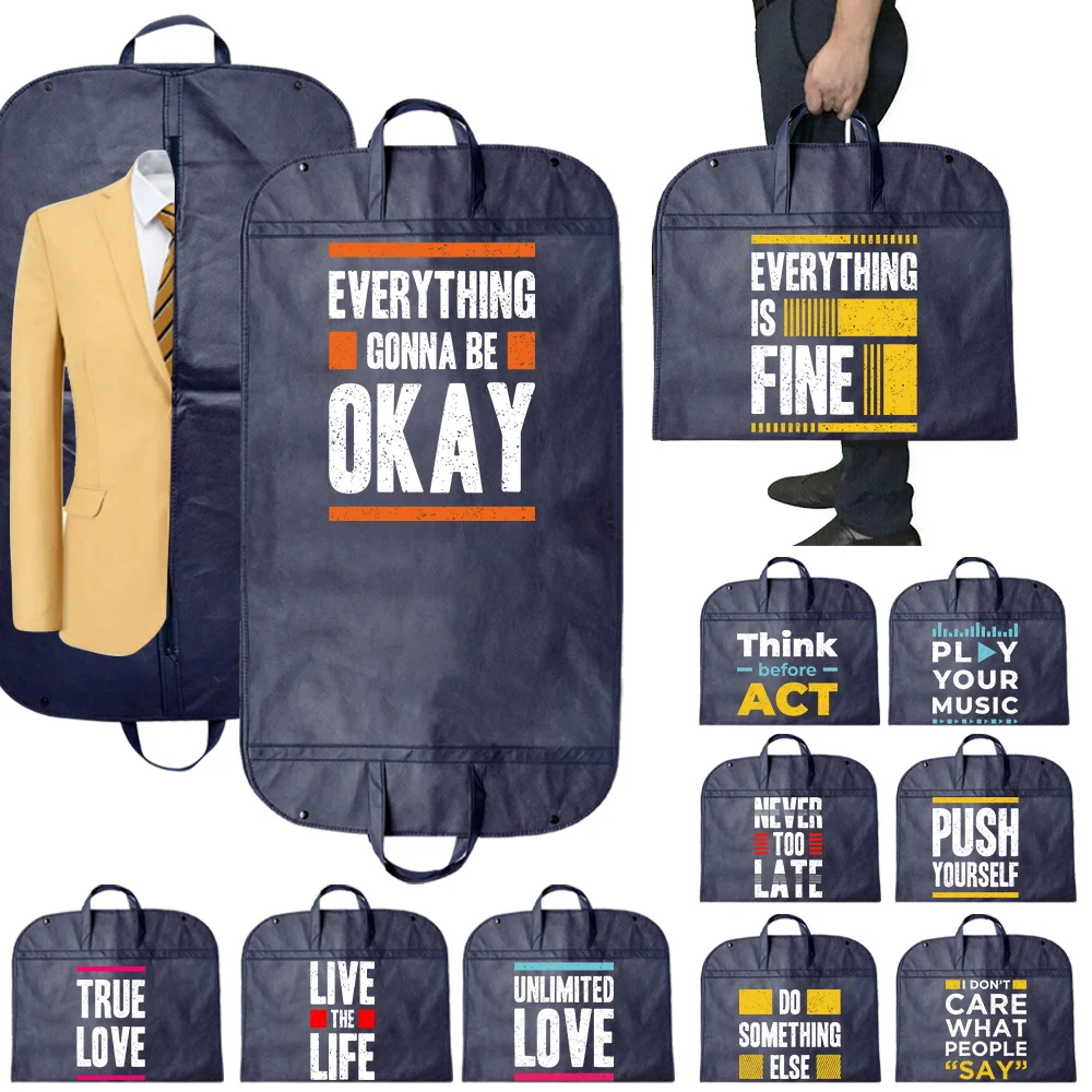 Zipper Clothes Dust-proof Cover Phrase Letter Printed Household Garment Protector Fully Enclosed Cover Bag Hanging Storage Bags