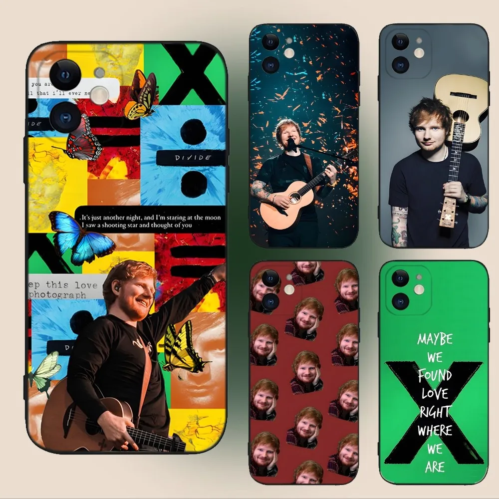 E-Ed Sheeran UK Singer Phone Case For iPhone 15,14,13,12,11,Plus,Pro Max,XS,X,XR,SE,Mini,8,7 Soft Silicone Black Cover