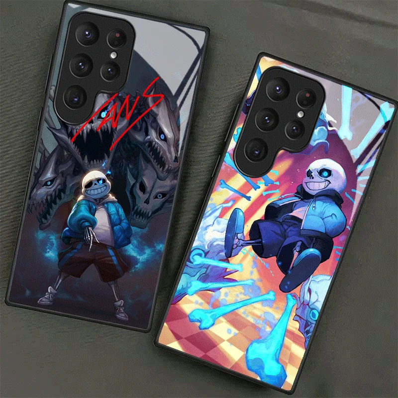 U-Undertale S-Sans Tempered Glass Phone Case for Samsung Galaxy S24 S25 S26 Ultra Edge S23 FE S22 Plus S21 + S20 Shockproof Cove
