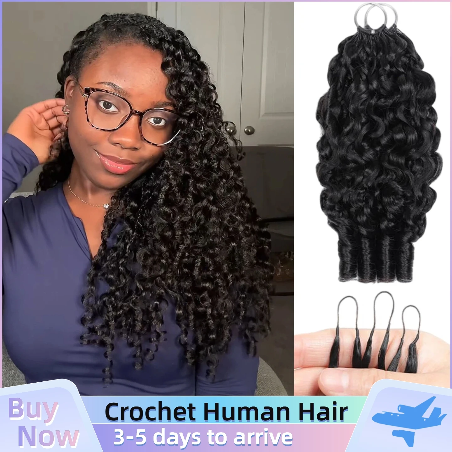 

Бирманские кудрявые волосы для плетения крючком, предварительно разделенные, с невидимыми узлами, 100% натуральные человеческие волосы для наращивания и плетения кос.