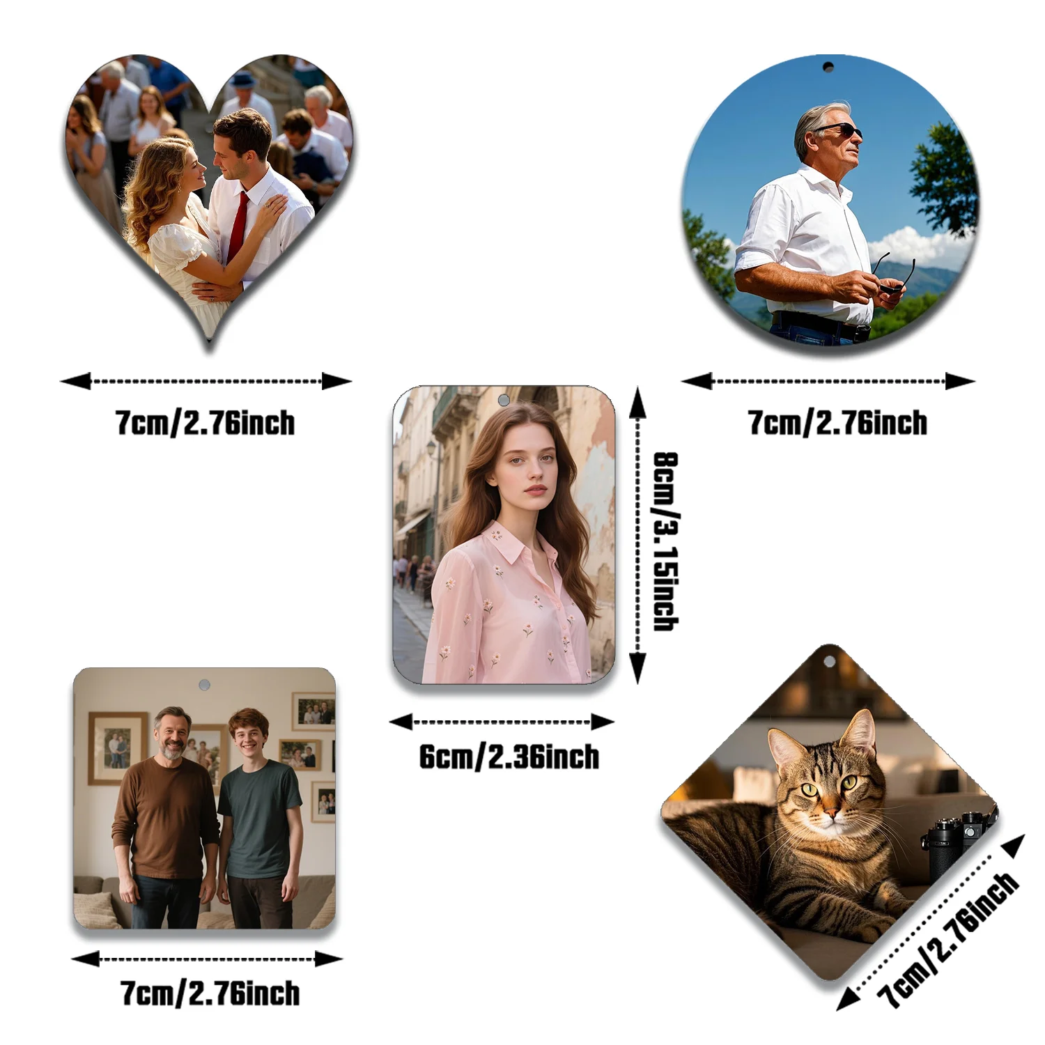 1 قطعة/3 قطعة صورة مخصصة معطّر الهواء للسيارة ، أشكال متعددة ، قلادة مرآة الرؤية الخلفية للسيارة العائلية ، شعار الشركة المخصص ، تذكارية